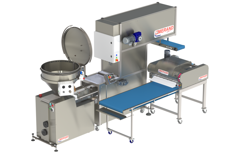 automatic production line for traditional breads and baguettes and white baguettes  composed of an automatic mini balancer, a volumetric divider-weigher and a horizontal shaper  horizontal