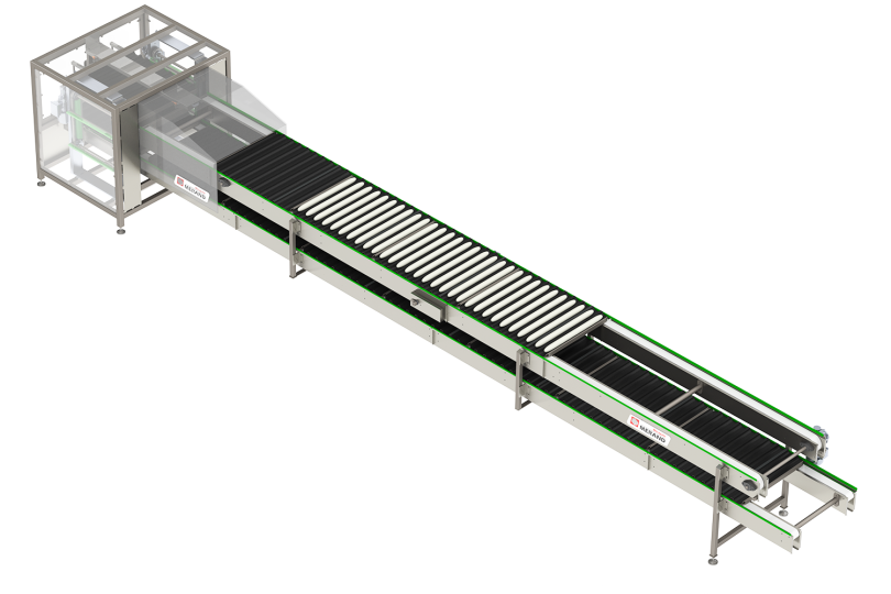 automatic dough pieces in-line deposit with a lift for a single operator