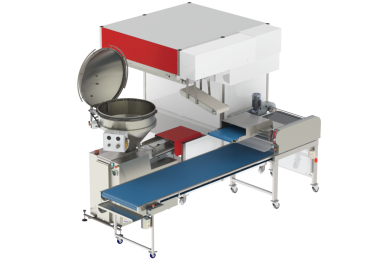 línea automática de panadería para la producción de pan con formadora cámara, divisora pesadora volumétrica y elevador de cuencos
